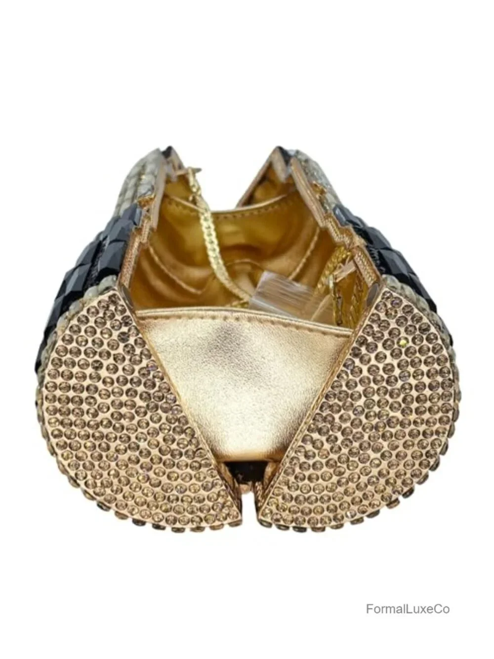Crystal 3D Lipstick Shape Evening Clutch Purse With Chain Strap